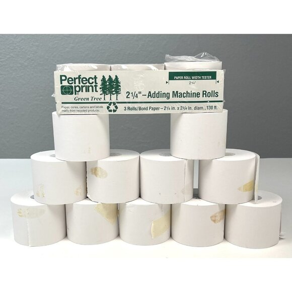 Lot 14 ADDING MACHINE 2.25"x2.75" Bond PAPER ROLLS 130'/each Perfect Print NOB - Picture 1 of 1
